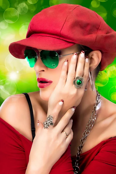 Fashionable Hip Hop Woman. Beauty Party Girl — Stock Photo, Image
