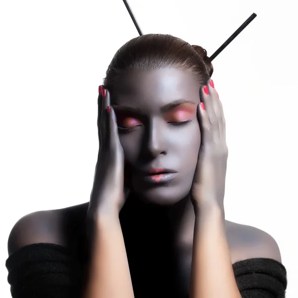 Schöne Zen-Frau. kreatives High Fashion Make-up. — Stockfoto