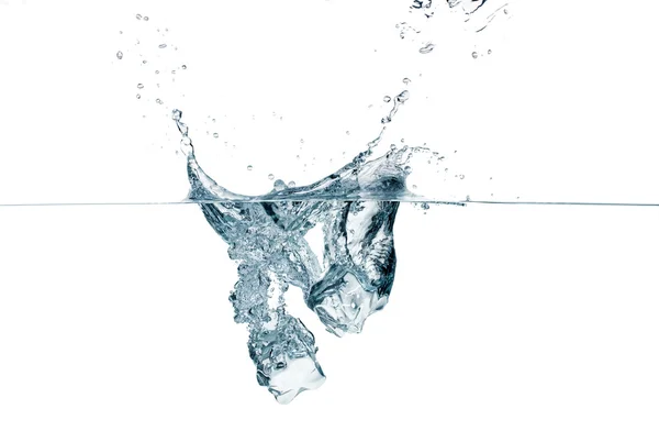 Ice Cubes Dropping. Splashes — Stock Photo, Image