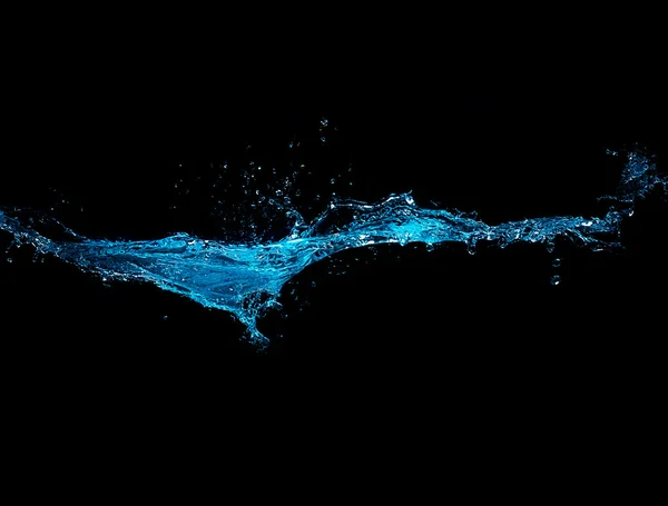 Blue Water Splash Isolated on Black Background — Stock Photo, Image