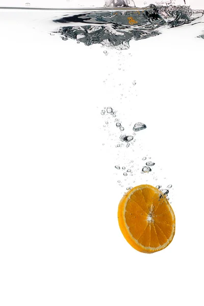 Healthy Water with Orange Slice. Drops — Stock Photo, Image