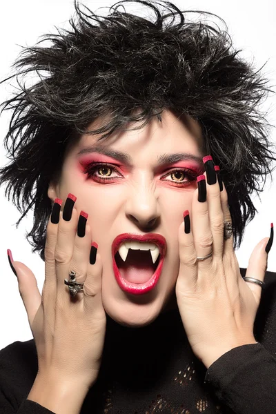 Gadis Gotik yang cantik. Makeup Vampir. Konsep Halloween — Stok Foto