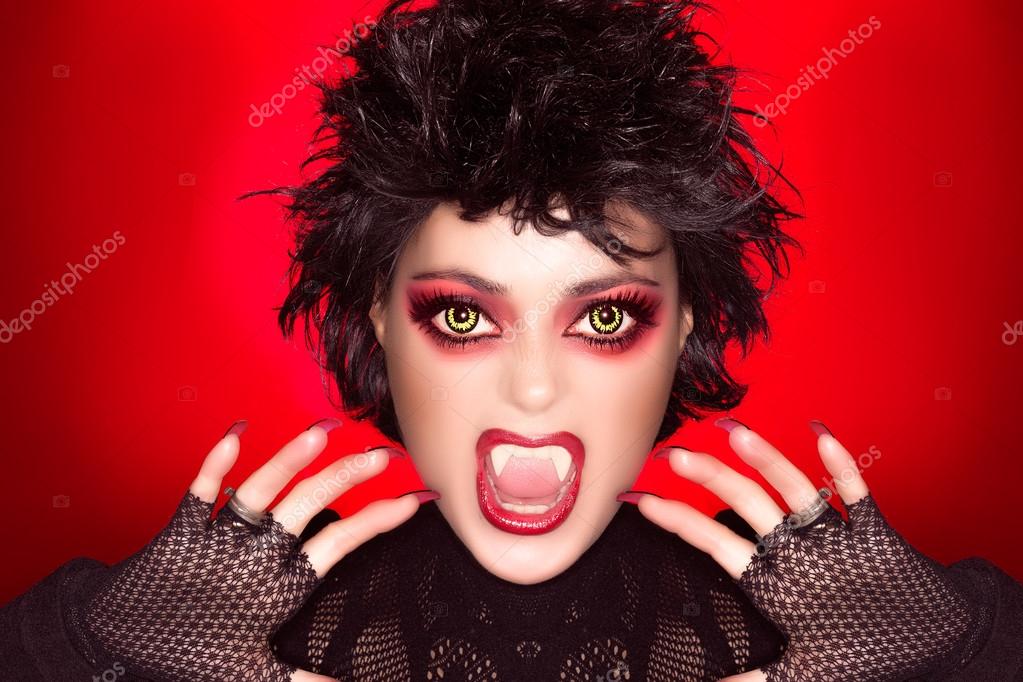 Lovely Gothic Girl. Vampire Makeup. Caricature — Stock Photo © casther ...