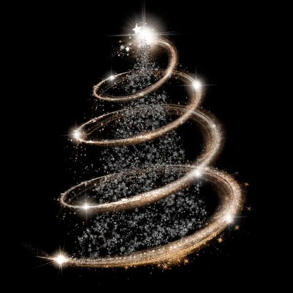 Elegante Árbol de Navidad en Plata y Oro —  Fotos de Stock