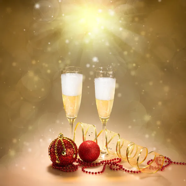 Champagneglas. nytt år och julfirande — Stockfoto