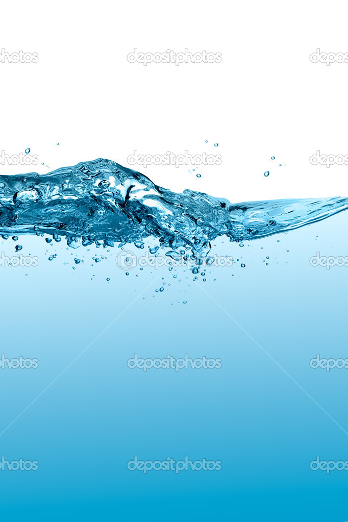 Healthy and Fresh Water. Blue Waterline. Waves and Drops