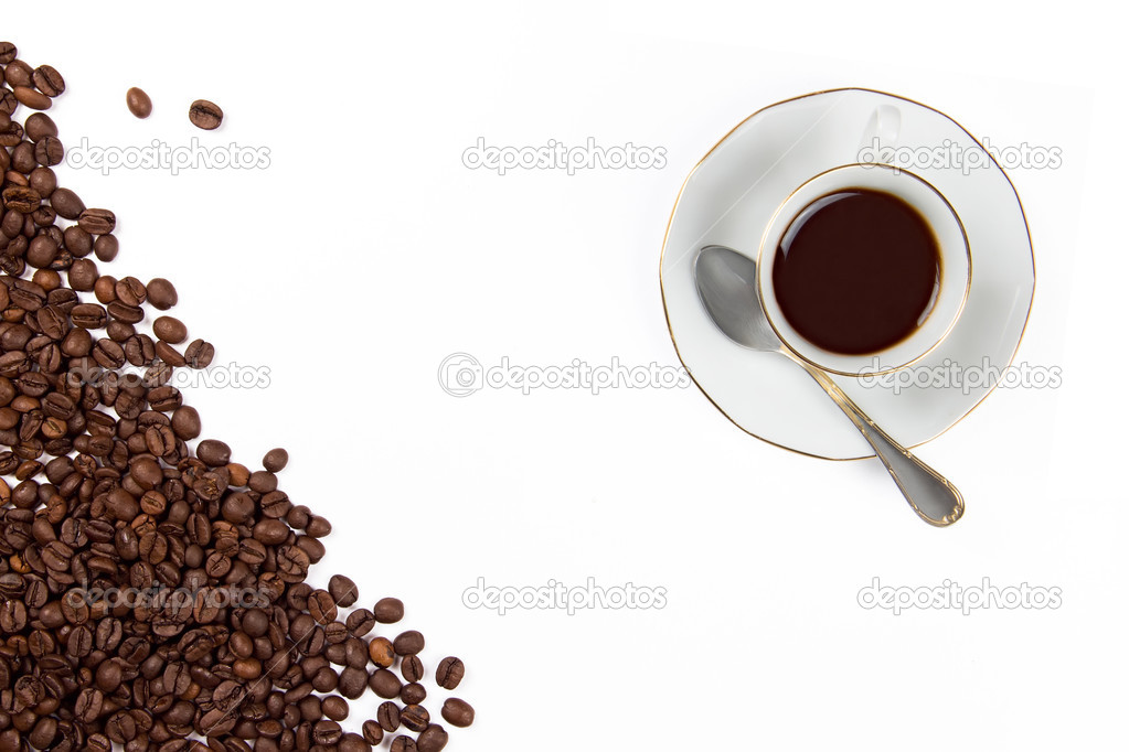 Coffee Cup with Coffe Beans isolated on White