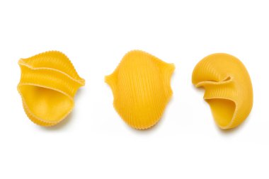 lumaconi. beyaz zemin üzerine İtalyan makarna