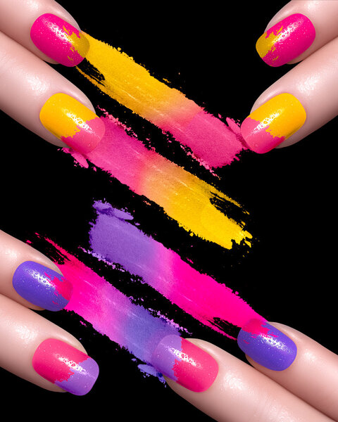 Red Nail Polish and Mineral Colorful Eye Shadow