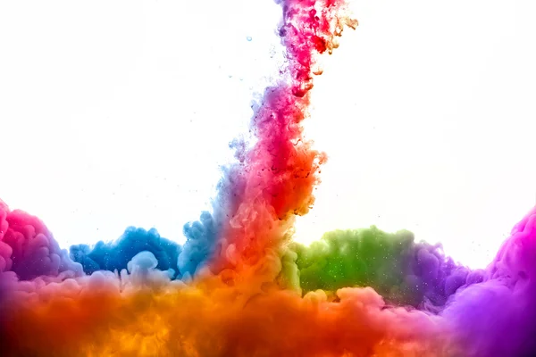 Regenbogen der Farben. Bunte Tinte im Wasser. Farbexplosion — Stockfoto