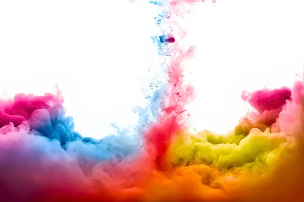 Arc-en-ciel de couleurs. Encre colorée dans l'eau. Explosion de couleur — Photo