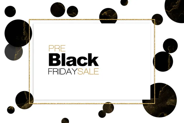 Плакат Распродажи Pre Black Friday Дизайн Открытки Золотой Глиттер Рамкой — стоковое фото