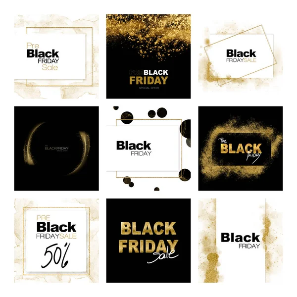 Gran Conjunto Etiqueta Venta Viernes Negro Póster Para Publicidad Promoción —  Fotos de Stock