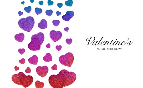 Koncepcja Walentynek Happy Valentines Kartka Lub Plakat Projekt Tekstem Kolorowe — Zdjęcie stockowe