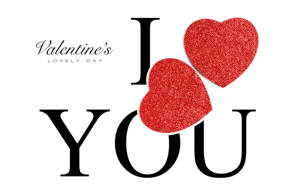 Love You Biglietto San Valentino Poster Design Con Cuori Rossi — Foto Stock