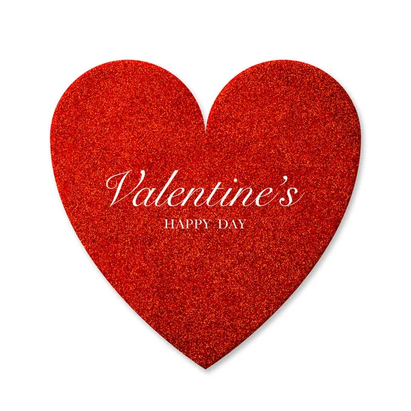 Happy Walentynki Kartka Dekoracyjnym Teksturowane Czerwone Serce Motyw Tekst Białym — Zdjęcie stockowe