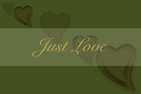 Κομψό Ρομαντικό Σχεδιασμό Πράσινης Κάρτας Just Love Χρυσό Κείμενο Ένα — Φωτογραφία Αρχείου