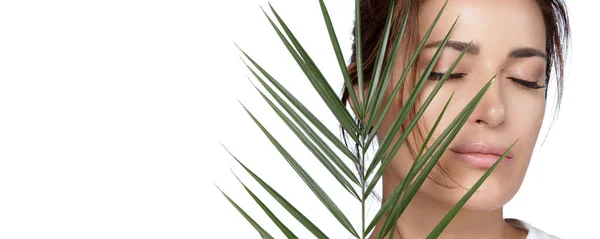 Schoonheid Huidverzorging Concept Mooie Natuurlijke Jonge Vrouw Gezicht Met Naakte — Stockfoto