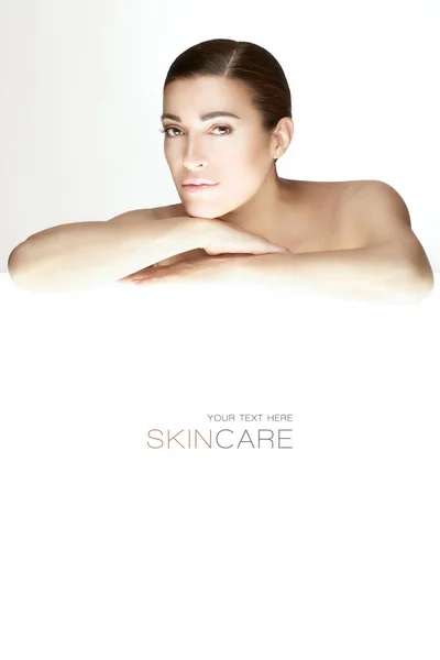 Natural Beauty Skincare Spa Concept Inglés Hermosa Mujer Natural Con — Foto de Stock