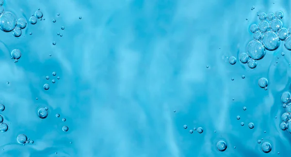 Texture Transparente Échantillon Cosmétique Avec Bulles Isolées Bulles Bleues Formant — Photo