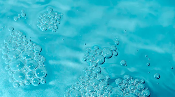 Пузырьки Воды Голубом Бирюзовом Фоне Горизонтальном Формате — стоковое фото