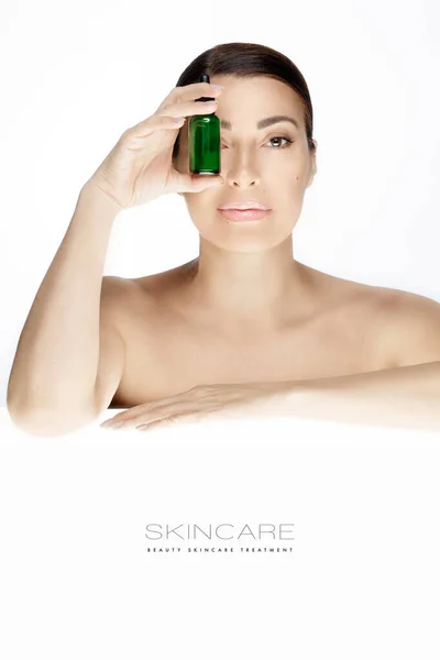 Kosmetologi Och Hudvård Koncept Skönhet Ansikte Kvinna Med Felfri Hud — Stockfoto