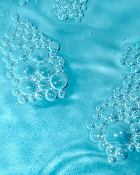 Kosmetická Textura Nádherná Struktura Kosmetických Gelových Bublin Tyrkysovém Pozadí Makro — Stock fotografie