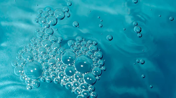 Kosmetická Textura Krásná Struktura Kosmetické Gel Bubliny Tyrkysovém Pozadí — Stock fotografie