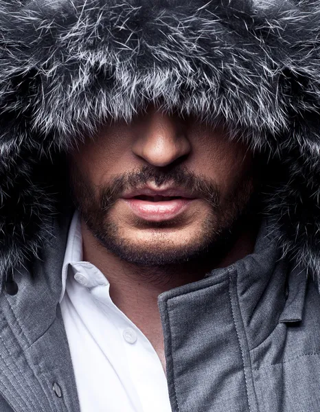 Close up portrait of mysterious man — Stock Photo, Image