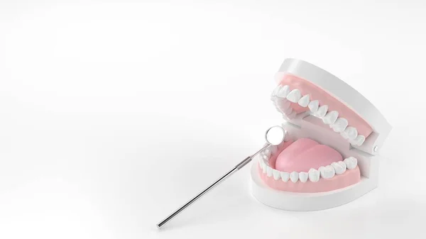 Rendering Tooth Model Dental Mirror — Stock Photo, Image