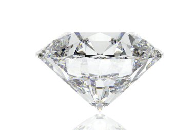 Yansımalı beyaz arkaplandaki elmasların 3 boyutlu canlandırması