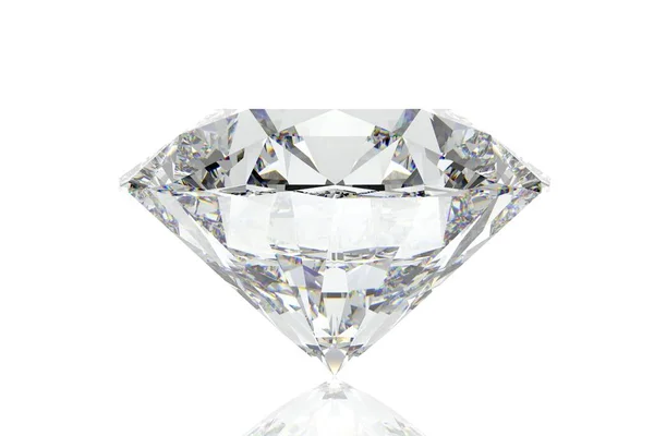 Rendering Von Diamanten Auf Weißem Hintergrund Mit Reflexionen — Stockfoto