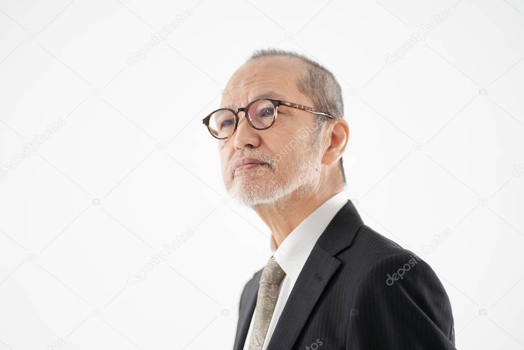 Face close-up of an elderly Asian man