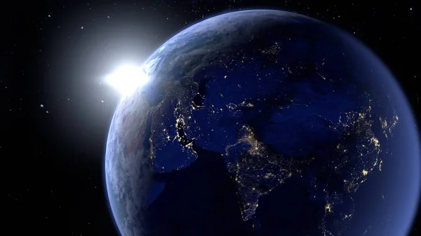 宇宙から見た地球の夜景の3Dレンダリング — ストック写真