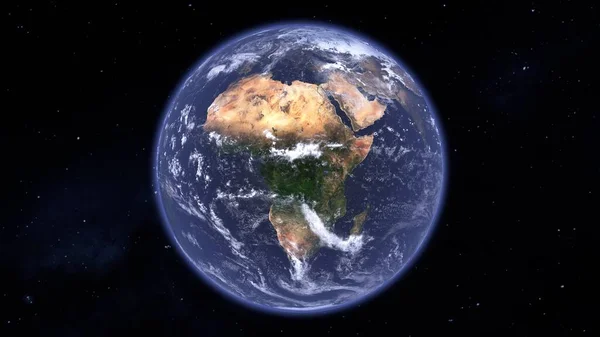 从空间看非洲大陆在地球上的三维图解 — 图库照片