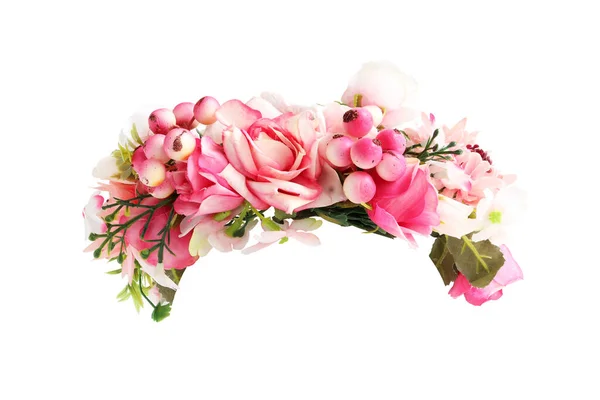 Pink Flower Crown Front View isolated on white background with clipping paths