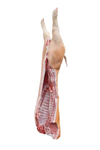 Pokrojone świeże wieprzowe mięso na białym tle Obraz Stockowy
