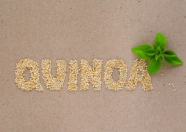 Quinoa word with basil — Stock Photo, Image