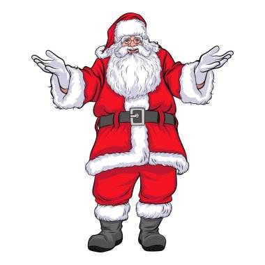 Mutlu Noeller Noel Baba, gülümse ve pop sanat çizgi romanları tarzında ellerini kaldır..