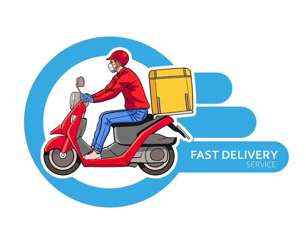 Courier Fast Delivery Motorcycles Pop Art Comics Style — Stock Vector