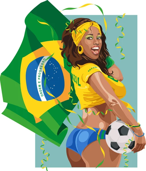 Βραζιλία ποδόσφαιρο ανεμιστήρα — Διανυσματικό Αρχείο