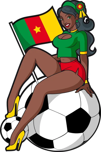 카메룬 축구 팬 — 스톡 벡터