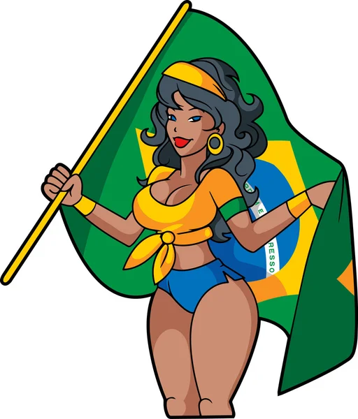 Fan del fútbol brasileño — Vector de stock