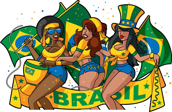 Brazilian soccer fans — Stock Vector