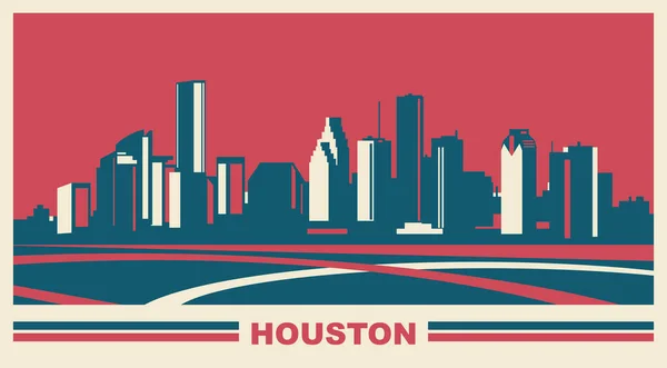 Houston Texas Skyline Illustrazione Vettoriale — Vettoriale Stock
