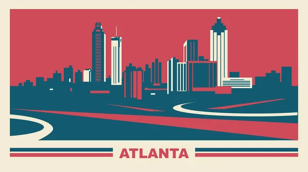 Atlanta Georgia Ufuk Çizgisi Vektör Çizimi — Stok Vektör