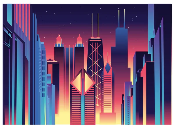 Chicago Skyline Vector Destination — Stock vektor