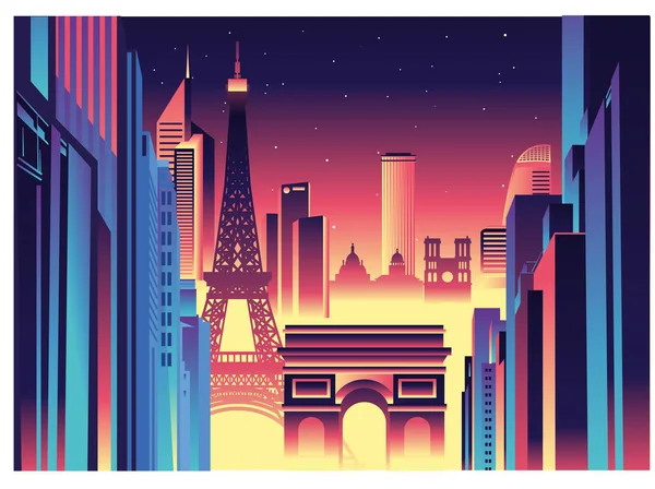 Paris Skyline Vector Destination — 스톡 벡터