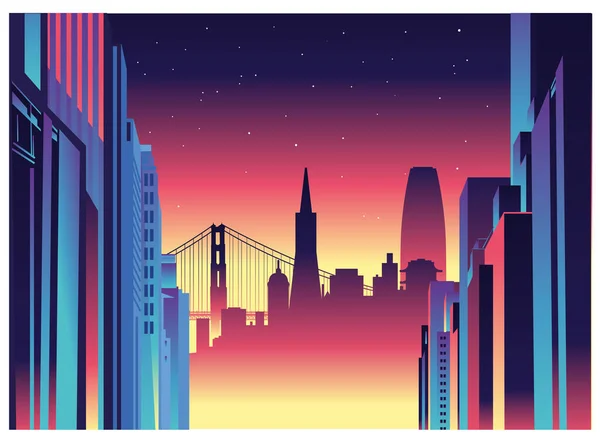 San Francisco Skyline Vector Destination — Image vectorielle