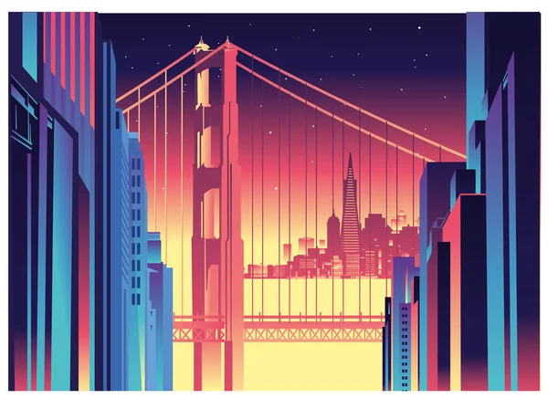 San Francisco Skyline Vector Destination — 스톡 벡터